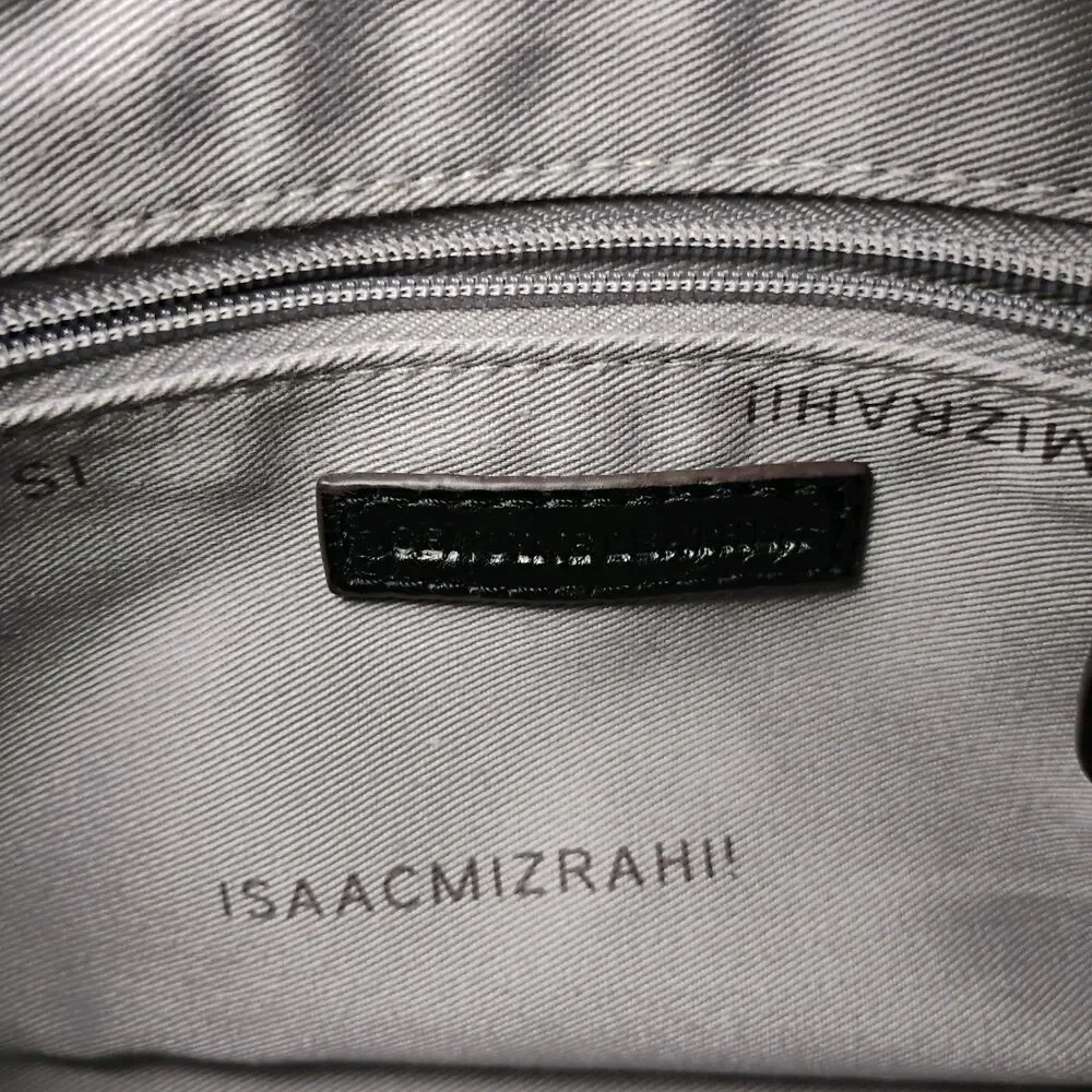 Isaac Mizrahi Black Pebbled Leather Envelope Flap Clutch Wallet Large Tassel